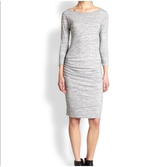 James Perse Dresses & Skirts - James Perse Gray Melange Short Casual Boat Neck Dress Skinny Heathered Size 0